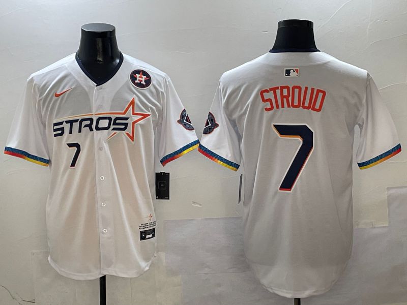 Men Houston Astros #7 Stroud White Fourth generation Joint Name Nike 2025 MLB Jersey style 4->houston astros->MLB Jersey